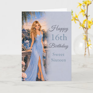Poederblauwe Sweet Sixteen Verjaardagskaart Kaart