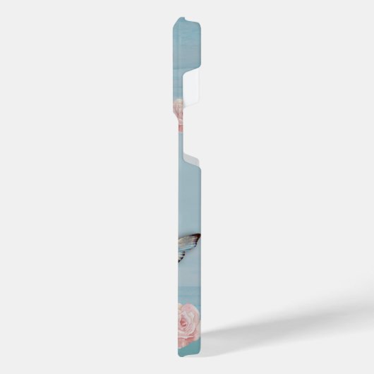 Poederblauwe vlinder millennial roze iPhone hoesje (Linkerkant)