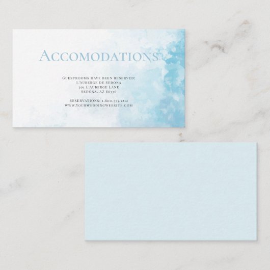 Poederblauwe Waterverf Wassen Informatiekaartje (Voorkant / Achterkant)