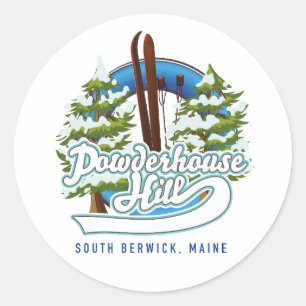 poederhuis in zuid - berwick maine ski logo ronde sticker