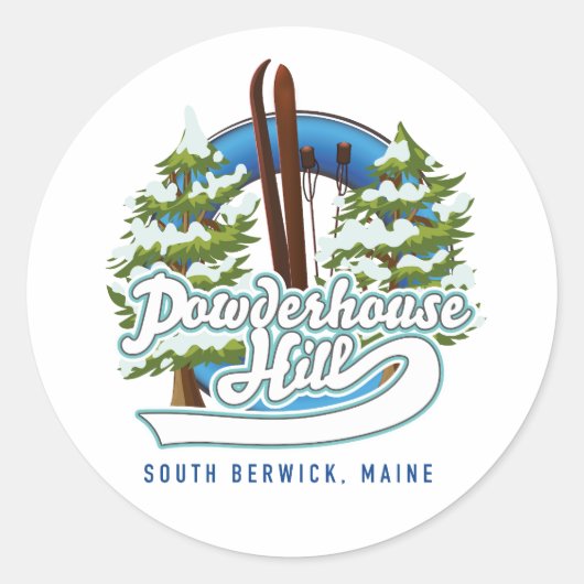 poederhuis in zuid - berwick maine ski logo ronde sticker (Voorkant)