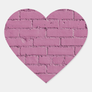 Poederige roze bakstenen muur hart sticker