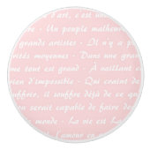 Poederroze Frans script Keramische Knop (Voorkant)