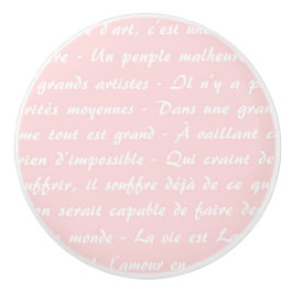 Poederroze Frans script Keramische Knop