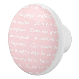 Poederroze Frans script Keramische Knop