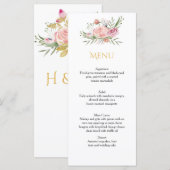 Poederroze gouden Waterverf Rozen Menu Kaarten (Voorkant / Achterkant)
