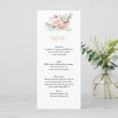 Poederroze gouden Waterverf Rozen Menu Kaarten (Staand voorkant)