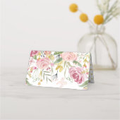 Poederroze gouden Waterverf Rozen Plaats Kaarten Plaatskaartje (Achterkant)