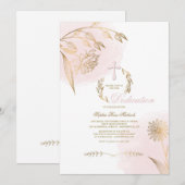 Poederroze religieuze uitnodiging (Voorkant / Achterkant)