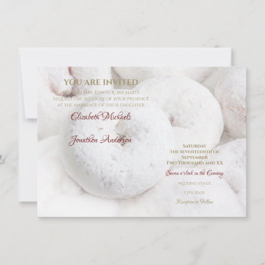 Poedersuiker Donut Bruiloft Kaart (Voorkant)