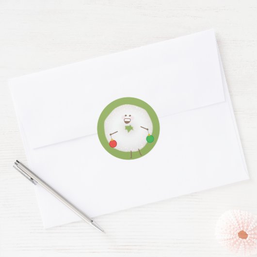 Poedersuiker Donut Christmas Kaart Envelope Seal Ronde Sticker (Envelop)