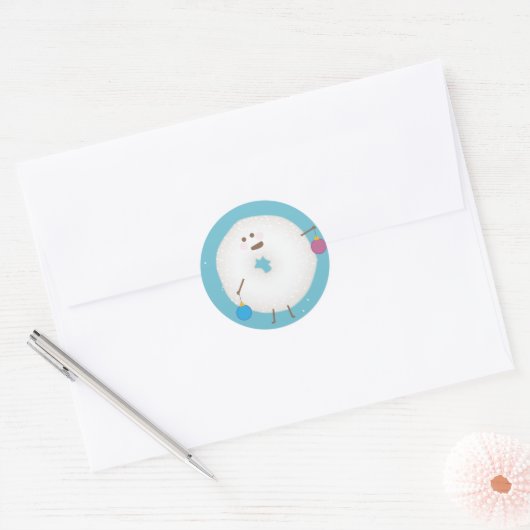 Poedersuiker Donut Christmas Kaart Envelope Seal Ronde Sticker (Envelop)