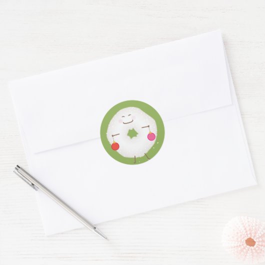 Poedersuiker Donut Christmas Kaart Envelope Seal Ronde Sticker (Envelop)