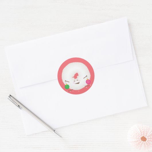 Poedersuiker Donut Christmas Kaart Envelope Seal Ronde Sticker (Envelop)