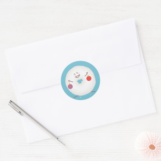 Poedersuiker Donut Christmas Kaart Envelope Seal Ronde Sticker (Envelop)