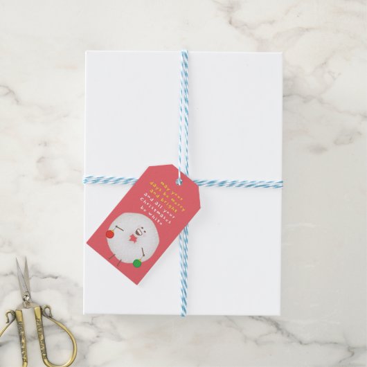 Poedersuiker donut kerst cadeaulabel (Met Touw)
