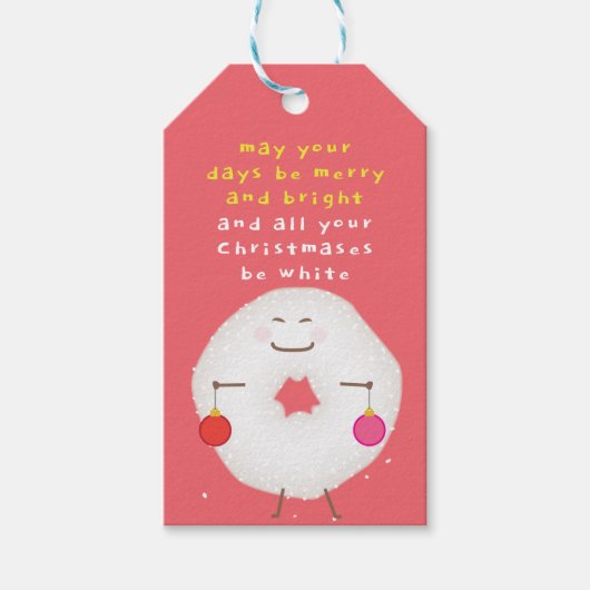 Poedersuiker Donut Kerstmis Cadeaulabel (Voorkant)