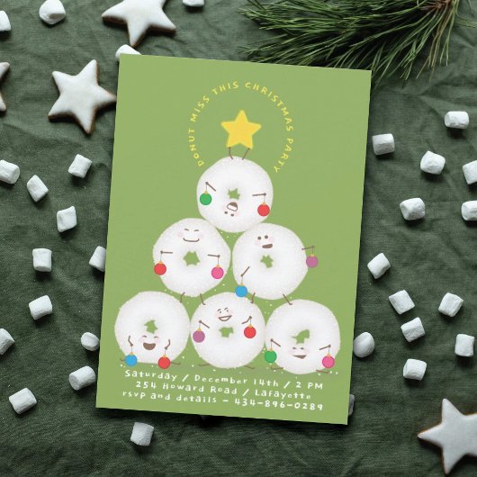 Poedersuiker donuts boom kerstfeest kaart