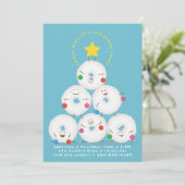 Poedersuiker Donuts Kerstboom Kerstfeest Kaart (Staand voorkant)