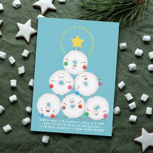Poedersuiker Donuts Kerstboom Kerstfeest Kaart