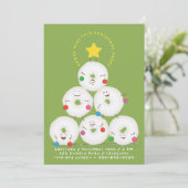 Poedersuiker Donuts Kerstboom Kerstfeest Kaart (Staand voorkant)
