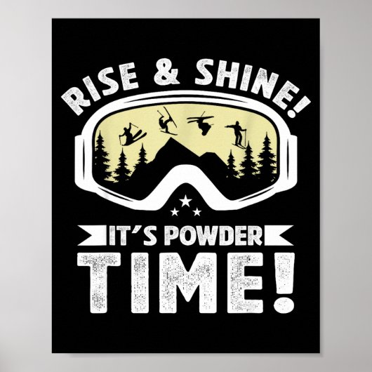 Poedertijd ski-bril wintersport skiër poster (Voorkant)
