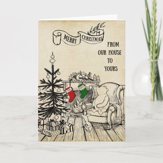 Poeh en Knorretje - Vrolijk Kerstfeest Kaart (Voorkant)