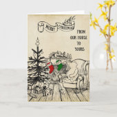 Poeh en Knorretje - Vrolijk Kerstfeest Kaart (Gele Bloem)