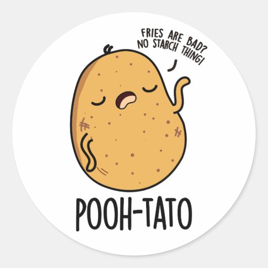 Poeh-tato Funny Potato Pun Ronde Sticker (Voorkant)