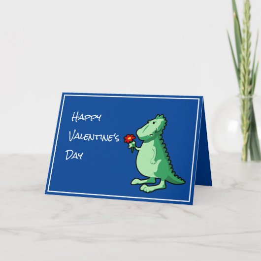 Poem en Cute Dinosaur Valentijnsdag Kaart (Voorkant)