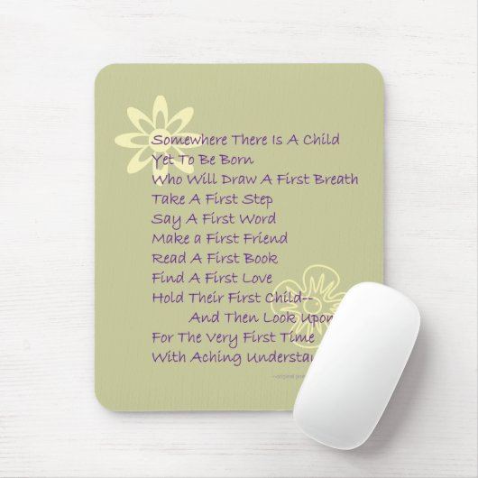 Poem for New Parents Mousepad Muismat (Met muis)