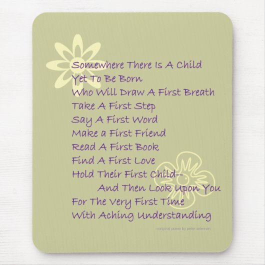 Poem for New Parents Mousepad Muismat (Voorkant)