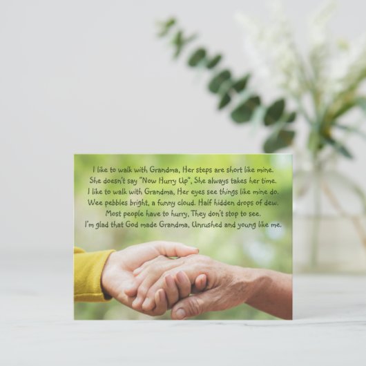 Poem Grandmother Grandma Grandchild Inspirational Briefkaart (Staand voorkant)