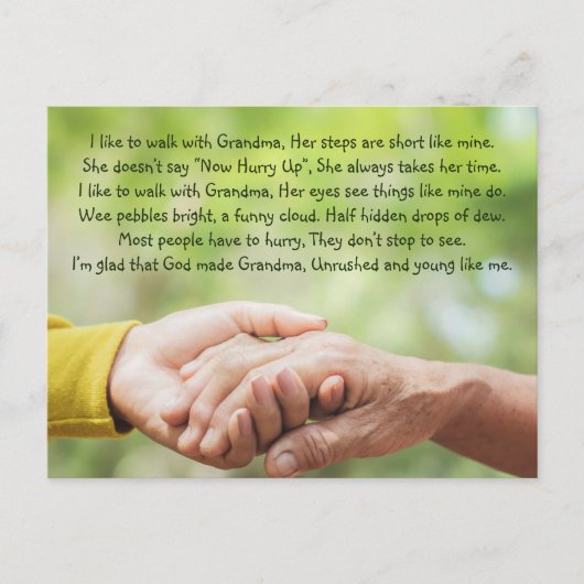 Poem Grandmother Grandma Grandchild Inspirational Briefkaart (Voorkant)
