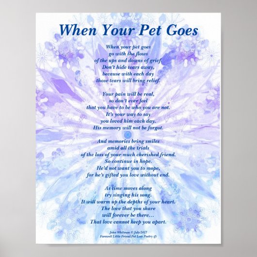 Poem: Male Pet Verlies Sympathie PB Poster Matte (Voorkant)