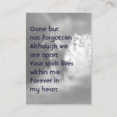  Poem Memorial Keepsake Angel Sky Clouds Visitekaartje (Achterkant)