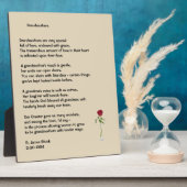 Poem met roos voor grootmoeders op 8 x 10 plaque fotoplaat (Zijkant)