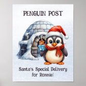 Poem Pastel Snow Schattige Rhyme Penguin Christmas Poster (Voorkant)