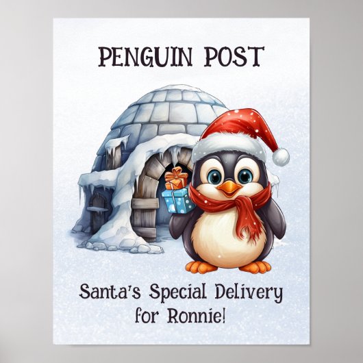 Poem Pastel Snow Schattige Rhyme Penguin Christmas Poster (Voorkant)