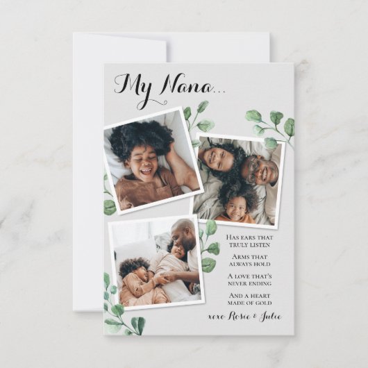 Poem voor oma Grammy Nana van kleinkinderen Kaart (Voorkant)