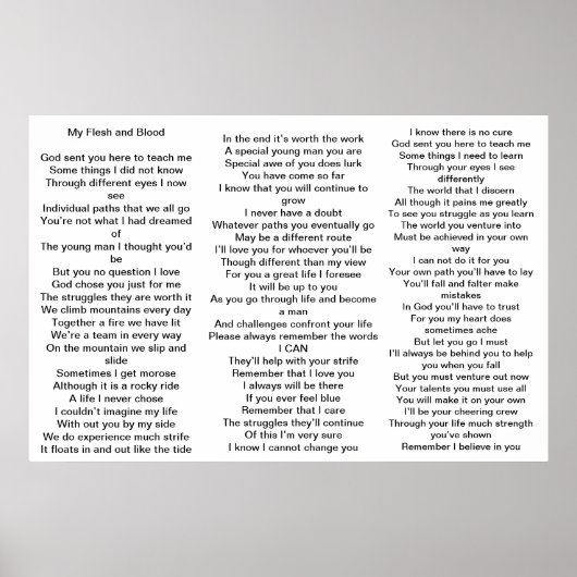 Poem voor ouders van kinderen met het Aspergers-sy Poster (Voorkant)