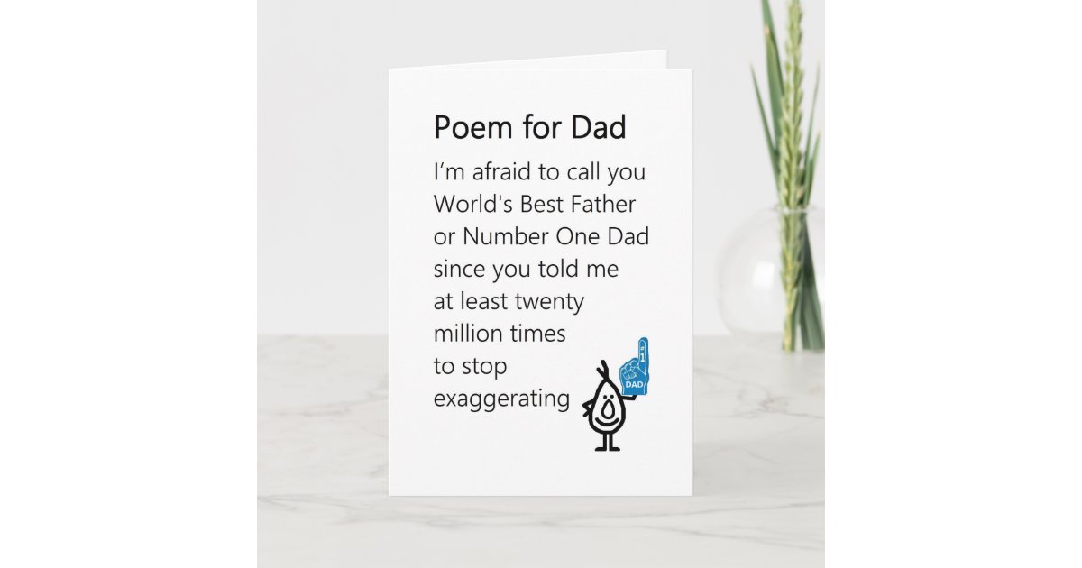 Poem voor papa - een grappig Vaderdag gedicht Kaart | Zazzle.nl