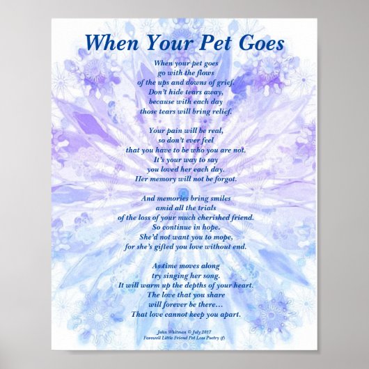 Poem: Vrouw Pet Loss Sympathie PB Poster Matte (Voorkant)
