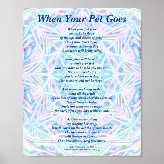 Poem: Vrouw Pet Loss Sympathie PBP Poster Matte (Voorkant)