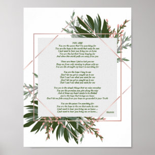 Poem "You are" Green Leaf/Roze Lijst Poster