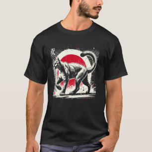 Poema. Cool Sumi-e Dier Zonsondergang T-shirt