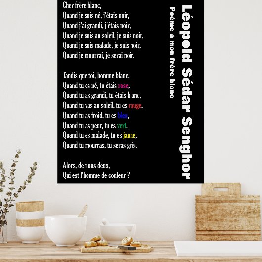 Poème a mon frère blanc poster (Keuken)