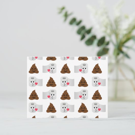 poep emoji en toiletpapier briefkaart (Staand voorkant)