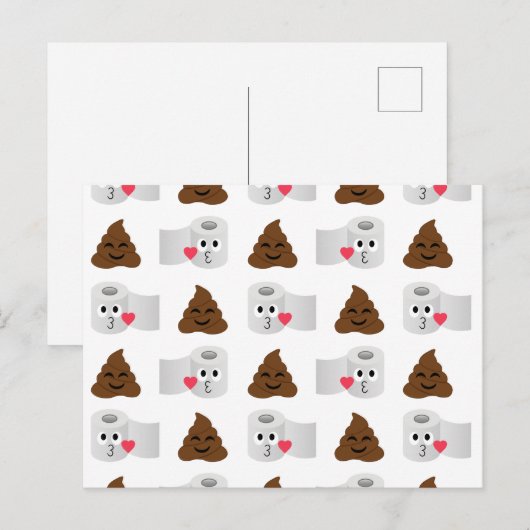 poep emoji en toiletpapier briefkaart (Voorkant / Achterkant)