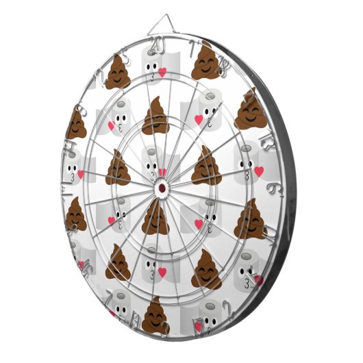 poep emoji en toiletpapier dartbord (Voorkant Rechts)